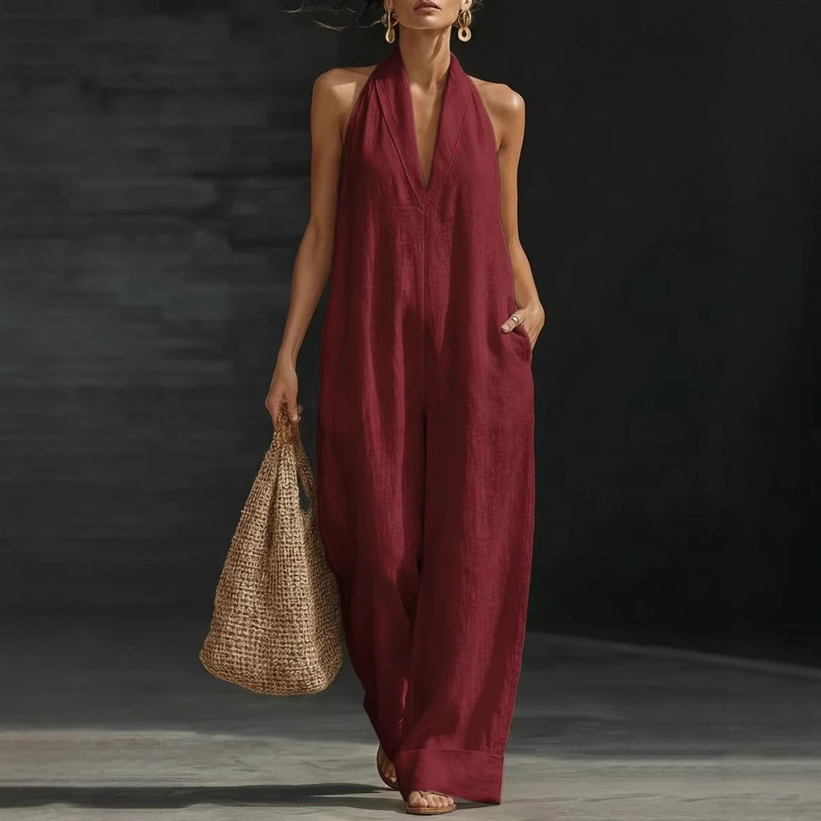 Simple, Elegant, And Comfortable Sleeveless Jumpsuit by Royal Closet