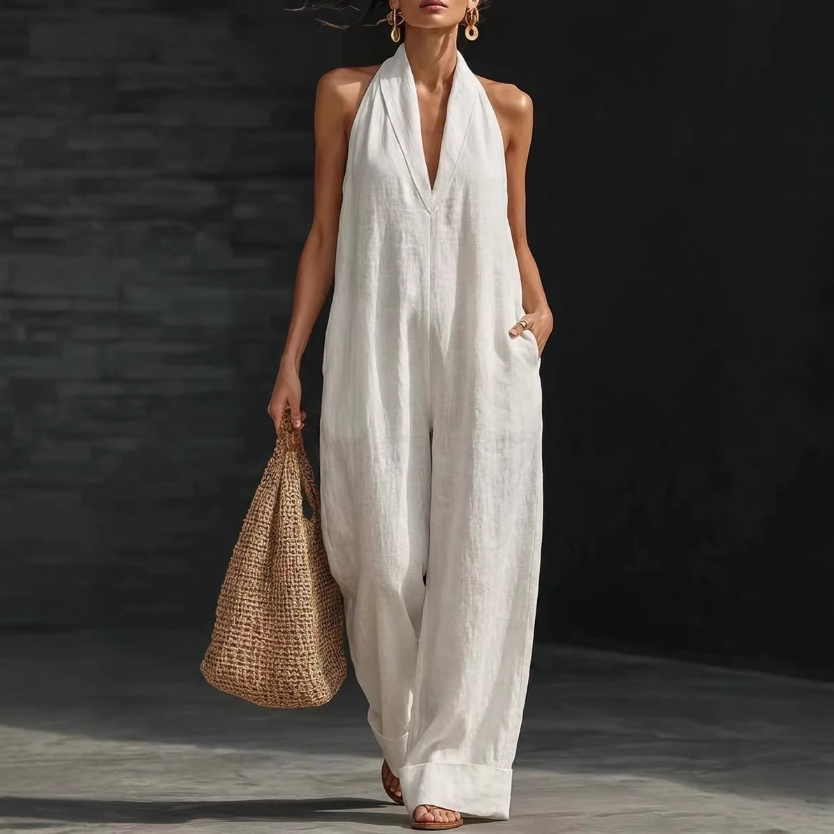 Simple, Elegant, And Comfortable Sleeveless Jumpsuit by Royal Closet