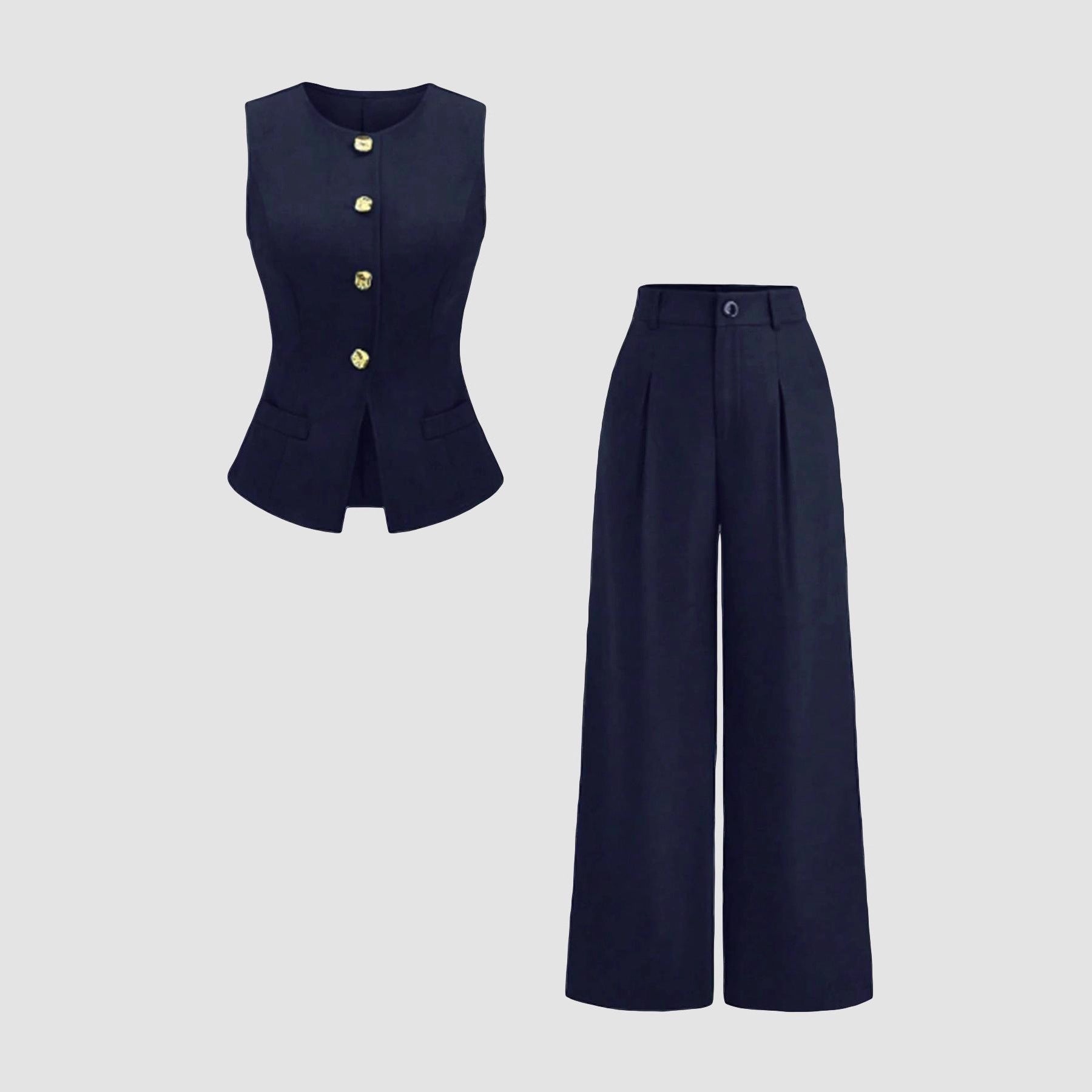 Women's Casual High-Waist Wide-Leg Long Two-Piece Set by Royal Closet