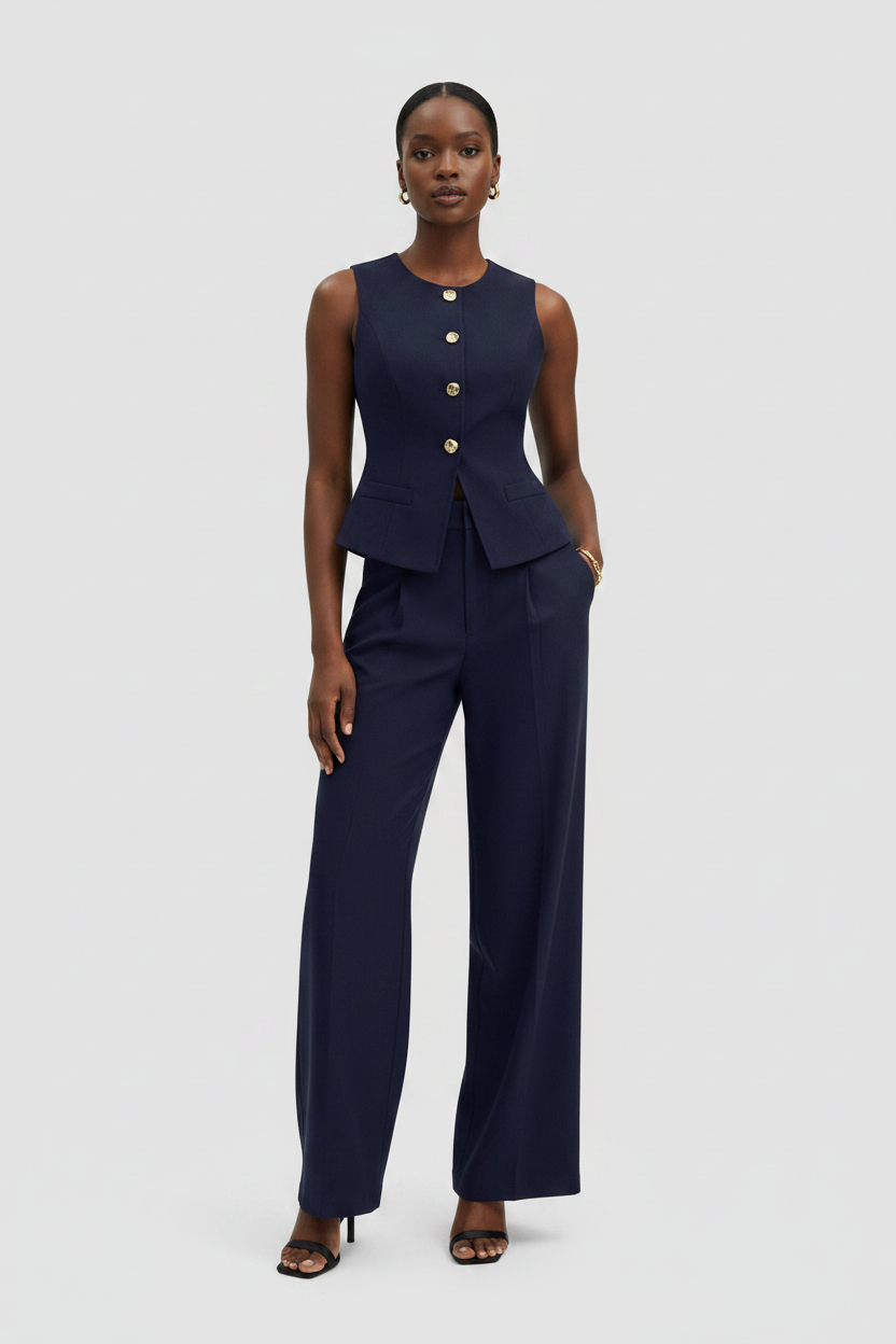 Women's Casual High-Waist Wide-Leg Long Two-Piece Set by Royal Closet