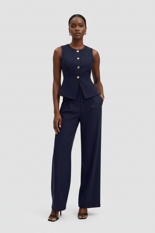 Women's Casual High-Waist Wide-Leg Long Two-Piece Set by Royal Closet