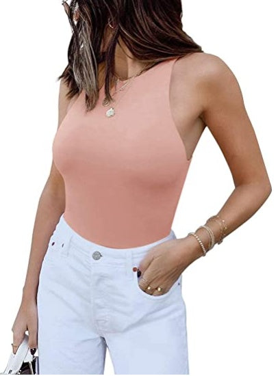 ReoRia Womens Sexy Sleeveless Racer Back Halter Neck Bodysuit by Royal Closet
