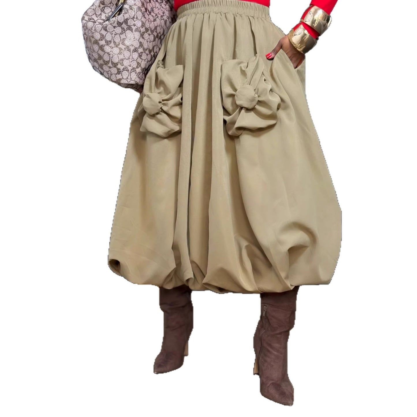3D Flower Puff Pocket Double Layer Bubble Lantern Skirt by eprolo