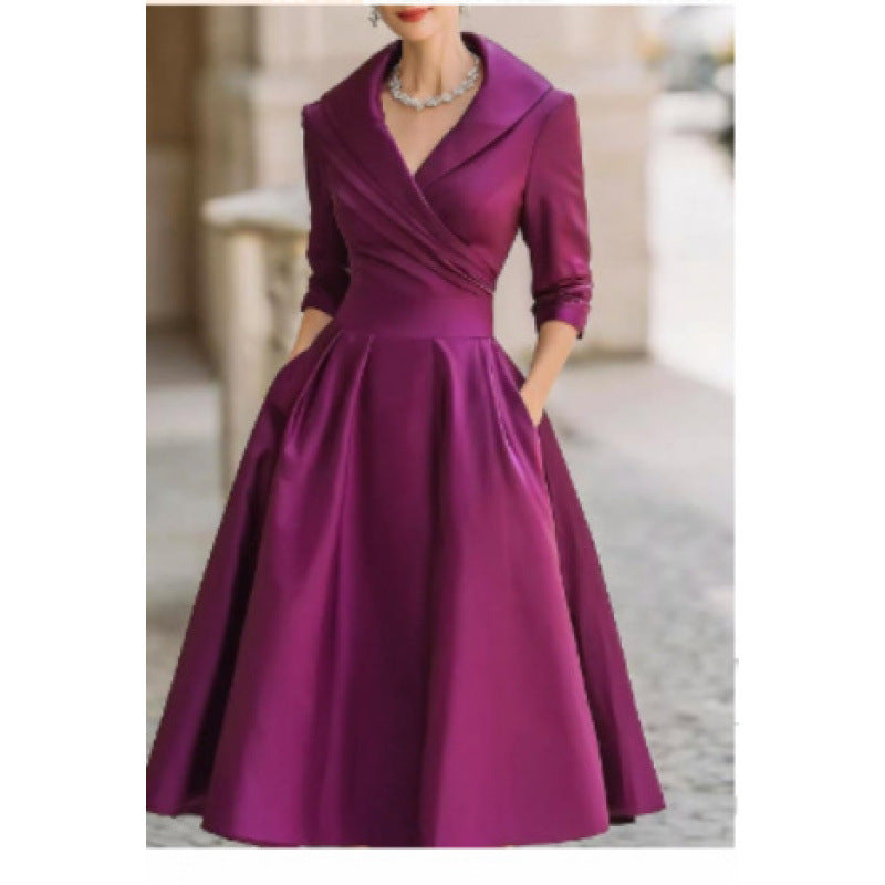 Elegant Formal Waist-tight Dress Slimming Elegant Long Sleeve