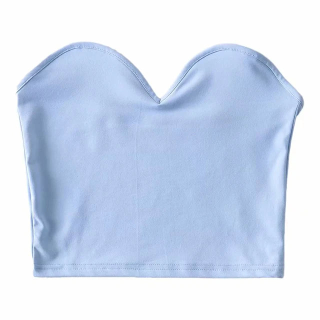 Summer Sexy Strapless Tops Women Off Shoulder Elastic Solid Color Top Cropped Tops by eprolo