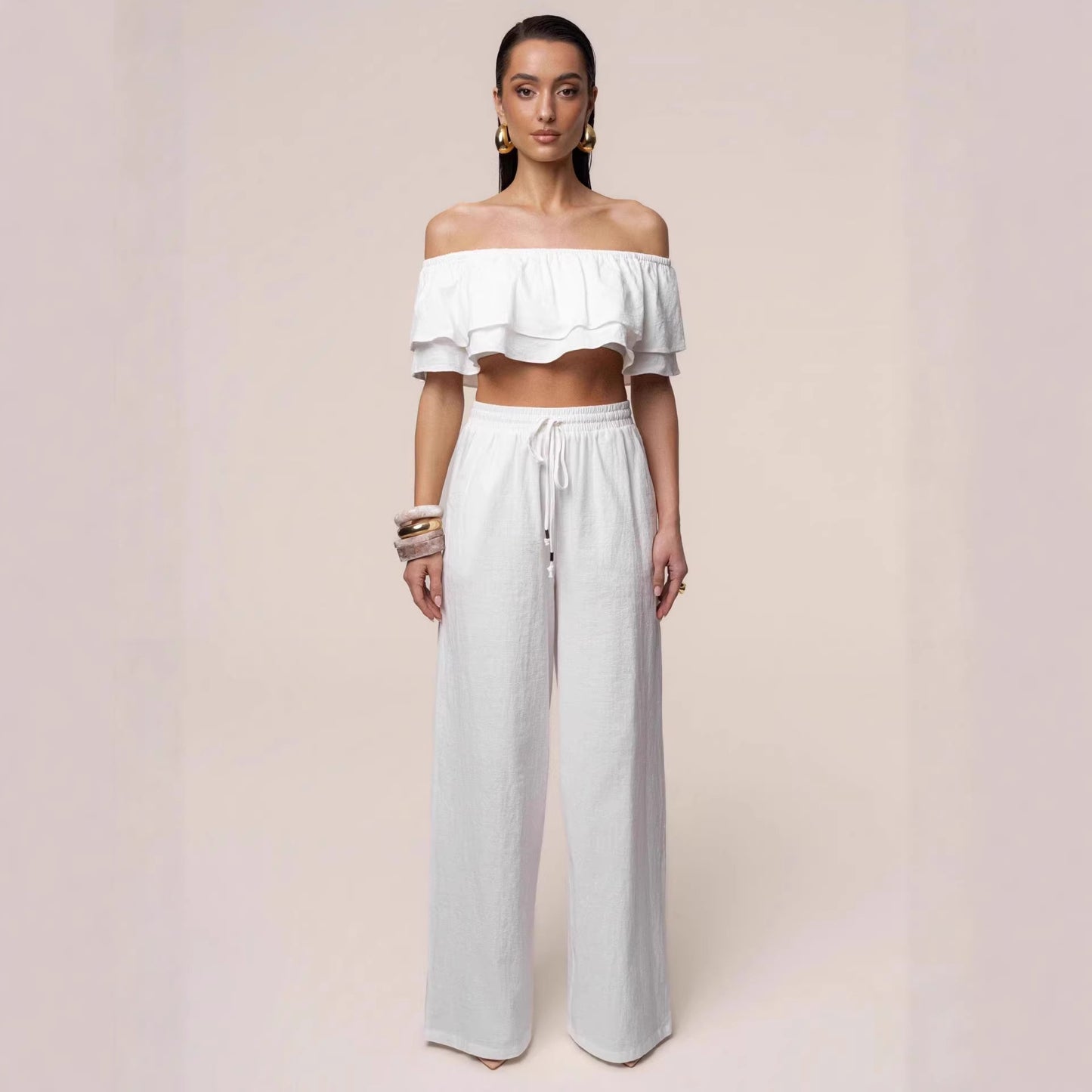 Off-shoulder Top And Pants Womens Casual Set by MELI