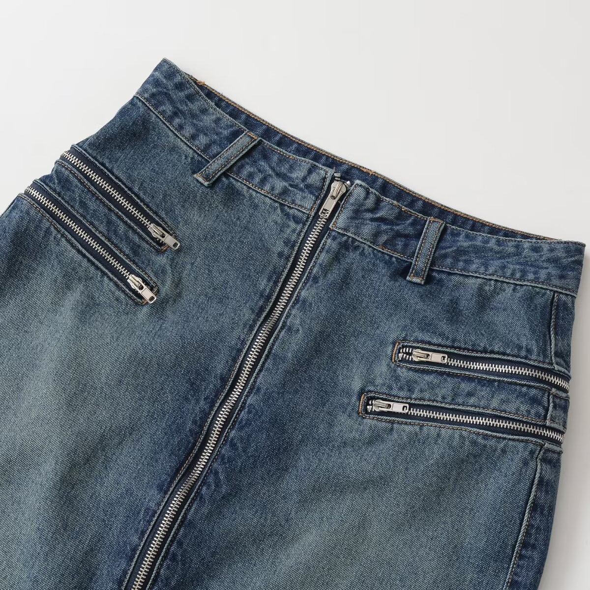 Mid waist casual denim Midi skirt by eprolo