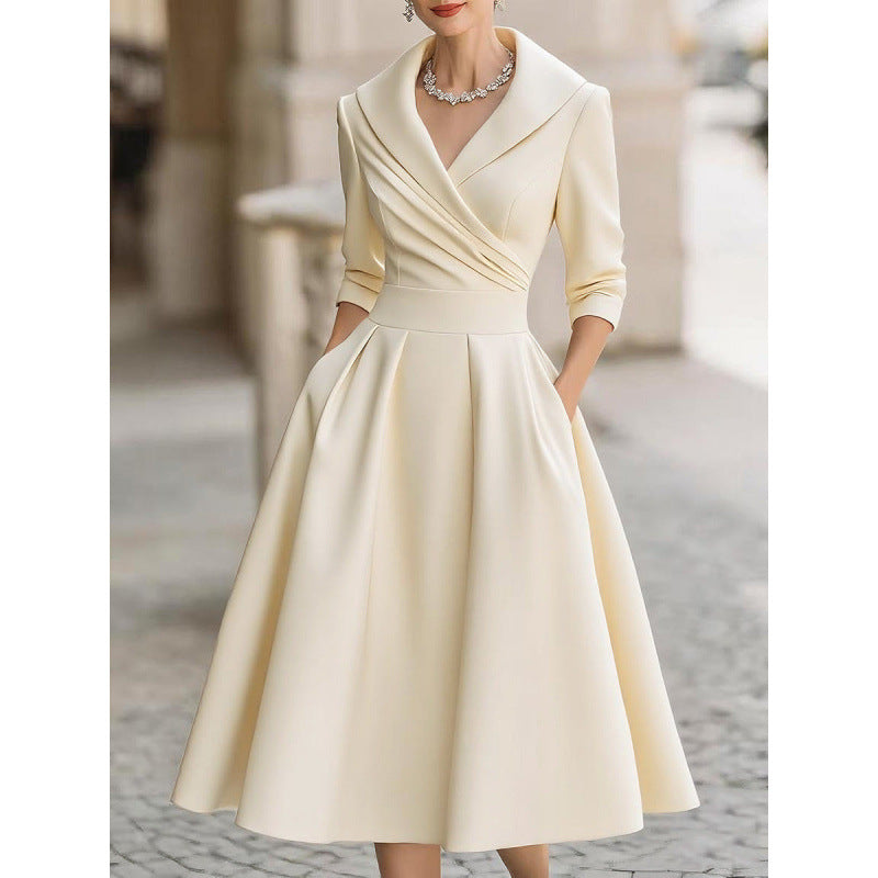 Elegant Formal Waist-tight Dress Slimming Elegant Long Sleeve