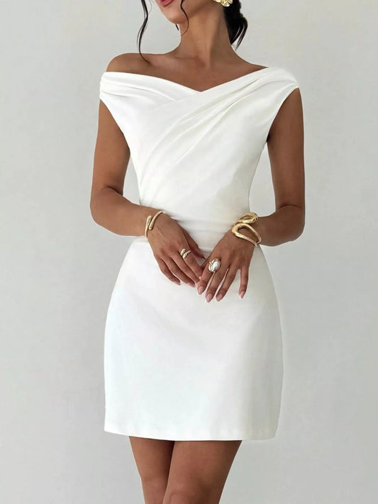 Elegant Off-Shoulder Draped Mini Dress by Trendsi