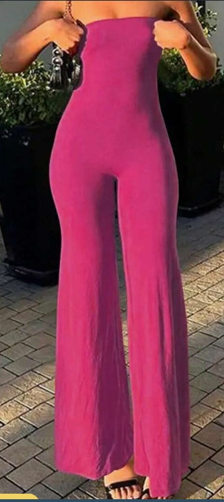 Ladies' Plain And Simple Strapless Jumpsuit For Daily Wear by Royal Closet