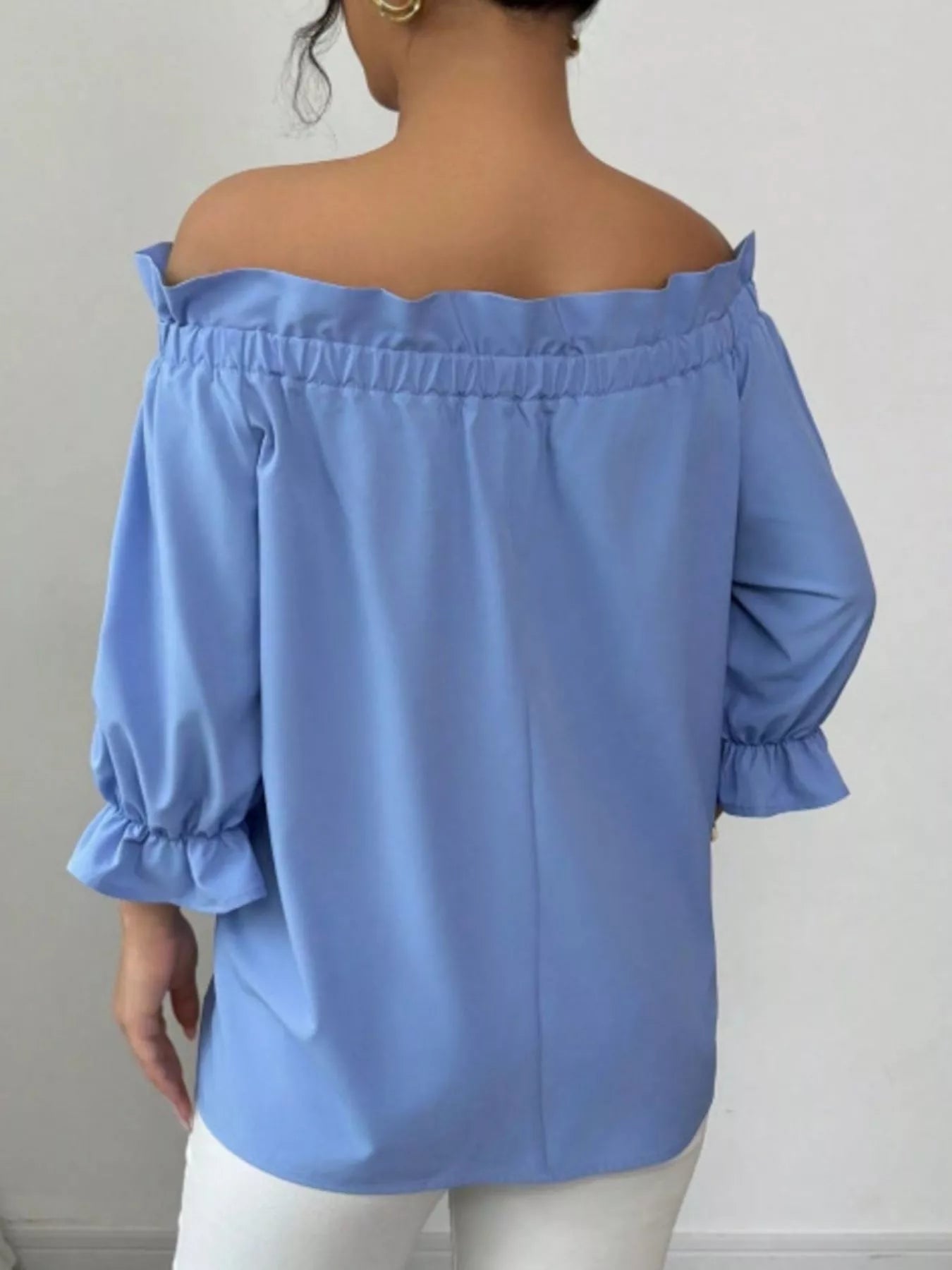 Bow Flounce Sleeve Blouse by Trendsi