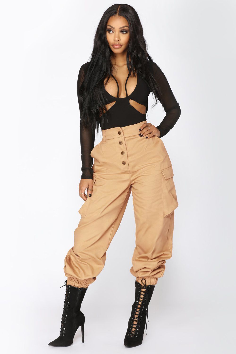 Trendy High-waisted Drawstring Casual Pants by Royal Closet