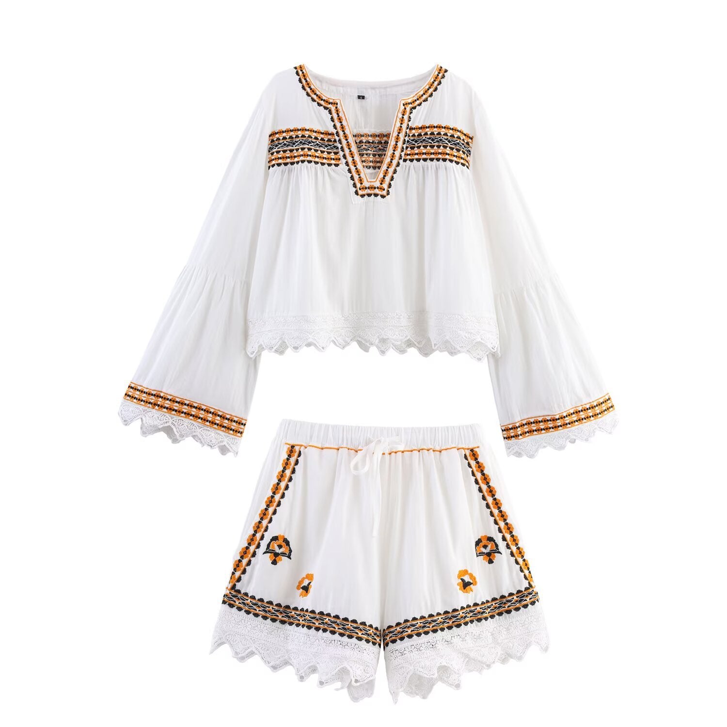 Embroidered shirt+embroidered shorts set by eprolo