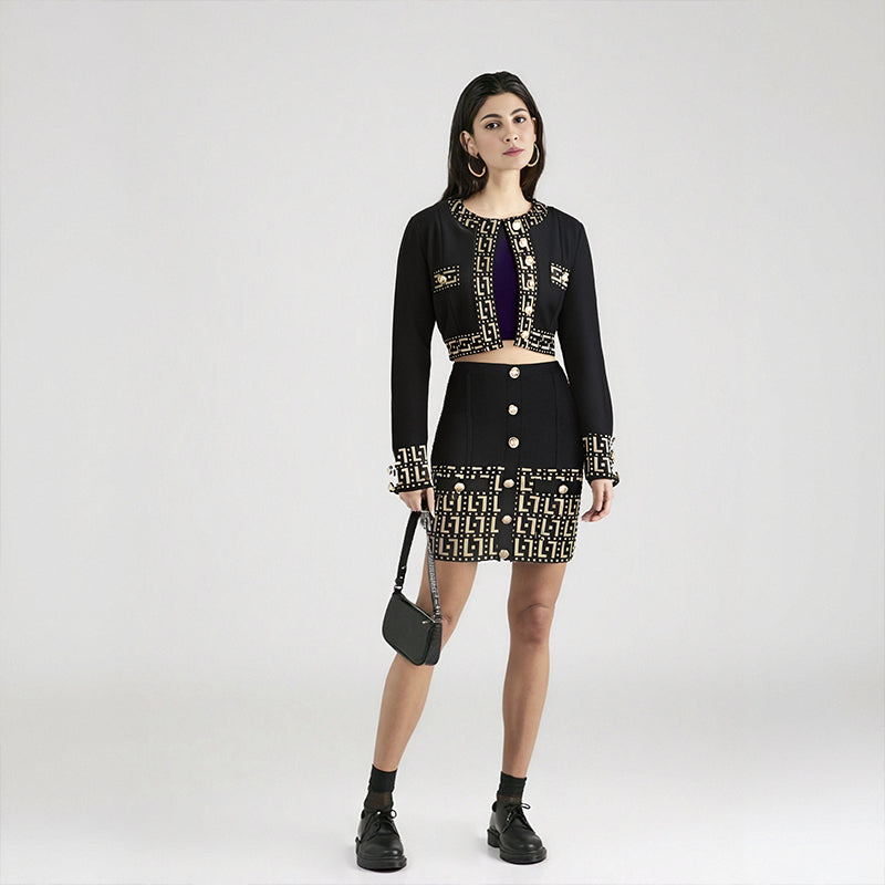 New Spring Women Long Sleeve Button Sexy Bodycon Skirts Coat Set Fashion Celebrate Bandage Women's Set High Quality by eprolo