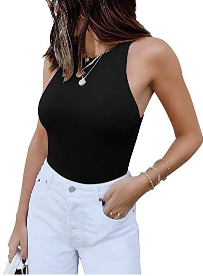 ReoRia Womens Sexy Sleeveless Racer Back Halter Neck Bodysuit by Royal Closet