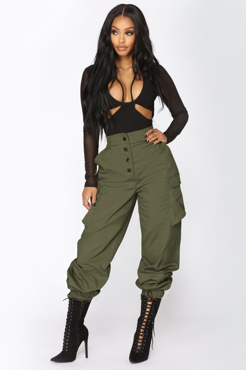 Trendy High-waisted Drawstring Casual Pants by Royal Closet