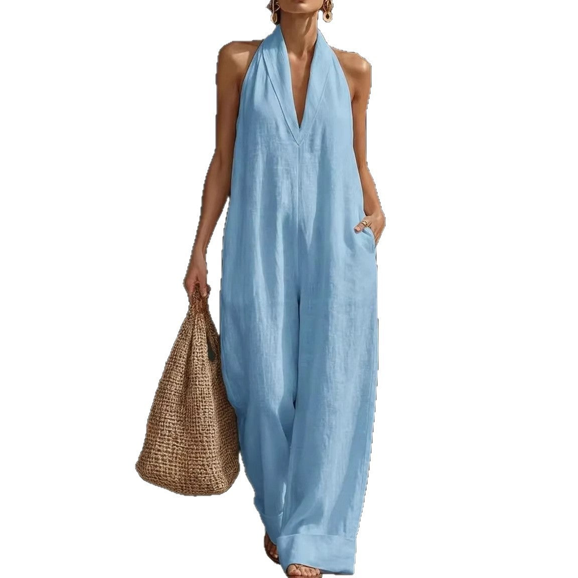 Simple, Elegant, And Comfortable Sleeveless Jumpsuit by Royal Closet