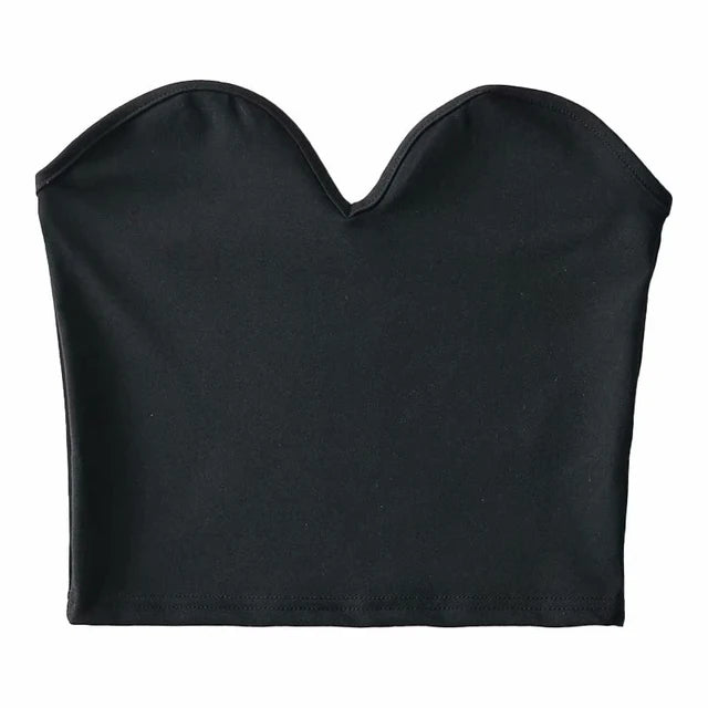 Summer Sexy Strapless Tops Women Off Shoulder Elastic Solid Color Top Cropped Tops by eprolo