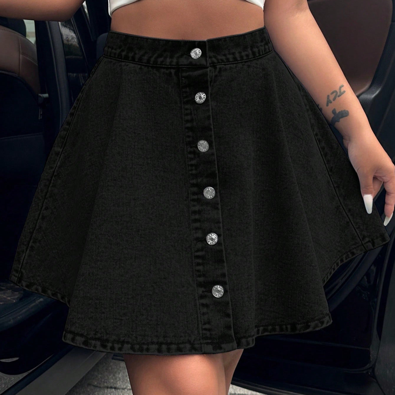 High waisted loose denim skirt by eprolo