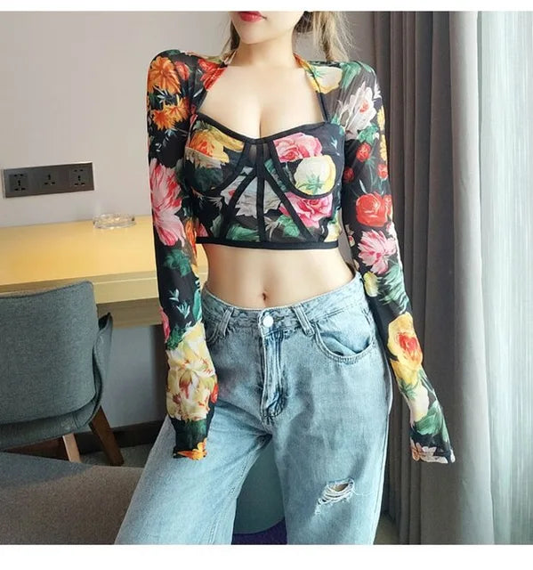 summer long sleeve sexy square collar tops blouses for women tops slim hip hop Gothic by eprolo
