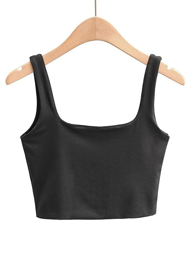 Summer Women Sexy Sleeveless Tops Fashion Short Square Collar Tank Tops 6 Colors by eprolo