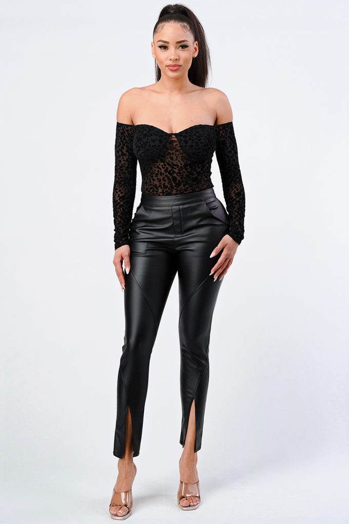 Leopard Print Off Shoulder Bodysuit by Royal Closet