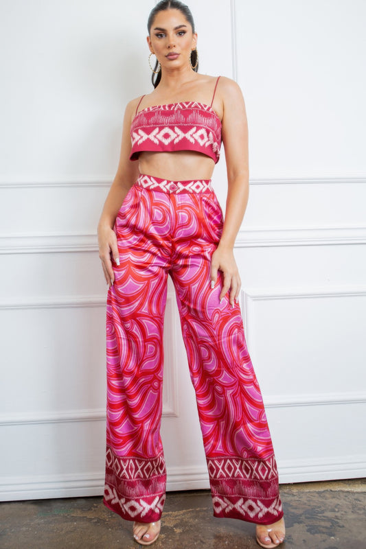 Bra Top And Wide Leg Pants Set by Royal Closet
