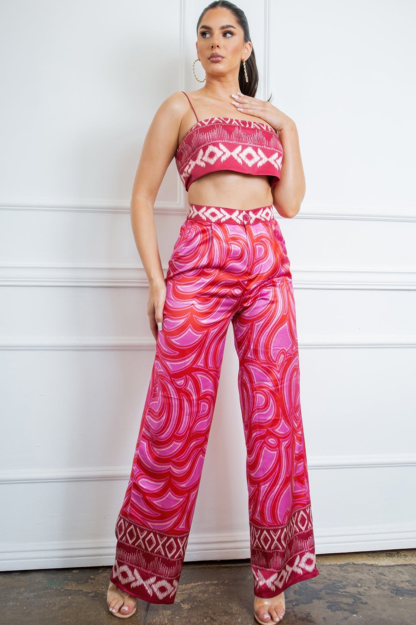 Bra Top And Wide Leg Pants Set by Royal Closet
