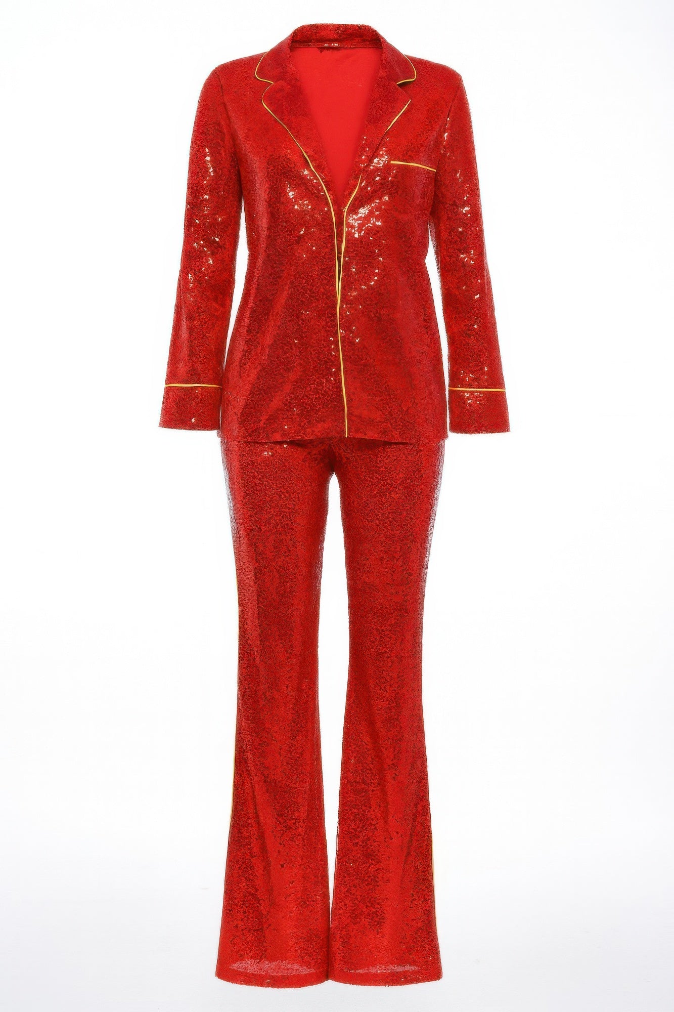 Sequin Collared Two Piece Set by Royal Closet