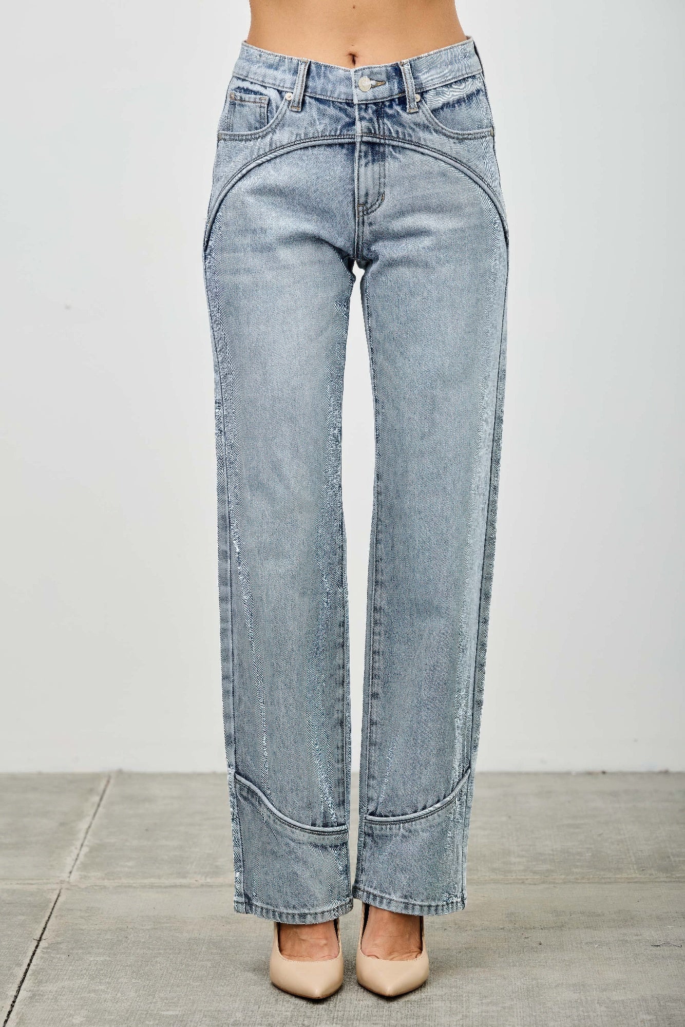 Mid Rise Straight With Piping by Royal Closet