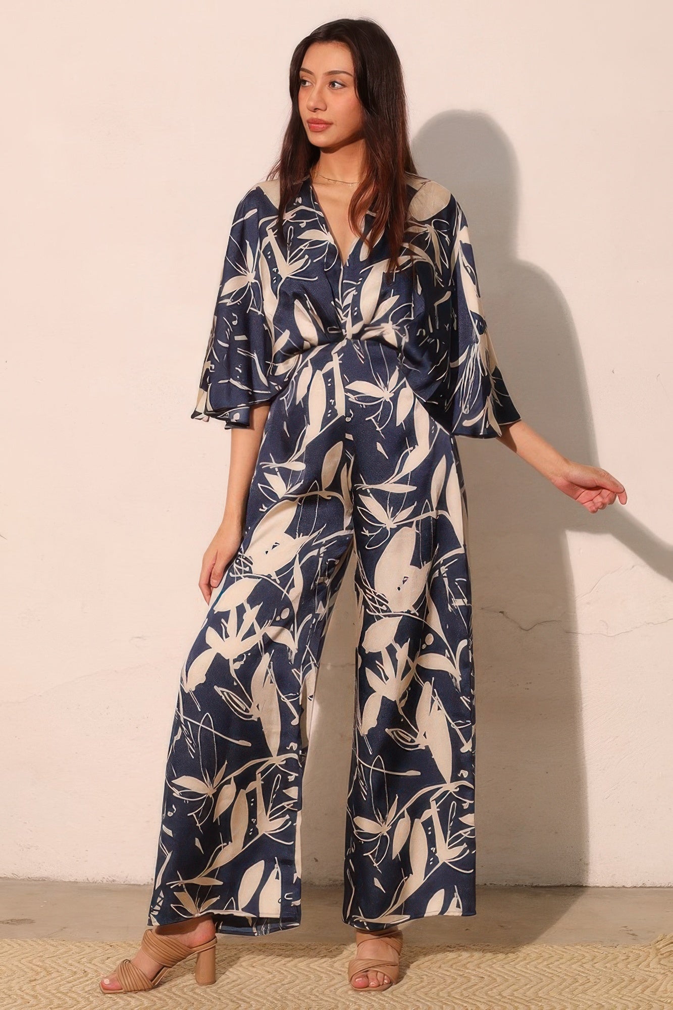 Dreaming Lily Satin Cape Jumpsuit by Royal Closet