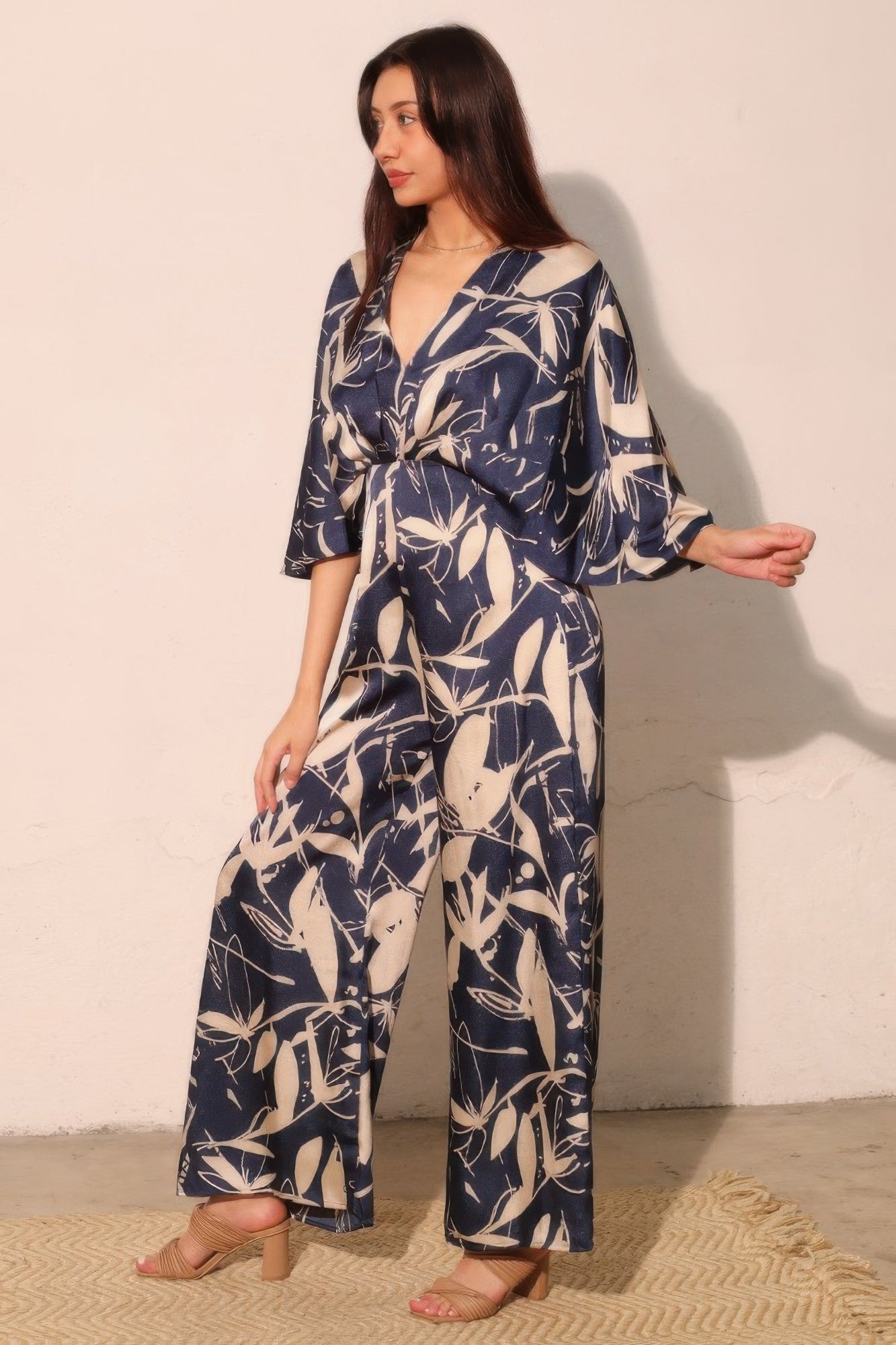 Dreaming Lily Satin Cape Jumpsuit by Royal Closet