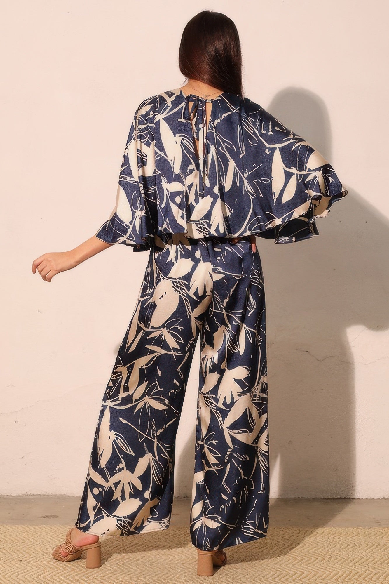 Dreaming Lily Satin Cape Jumpsuit by Royal Closet