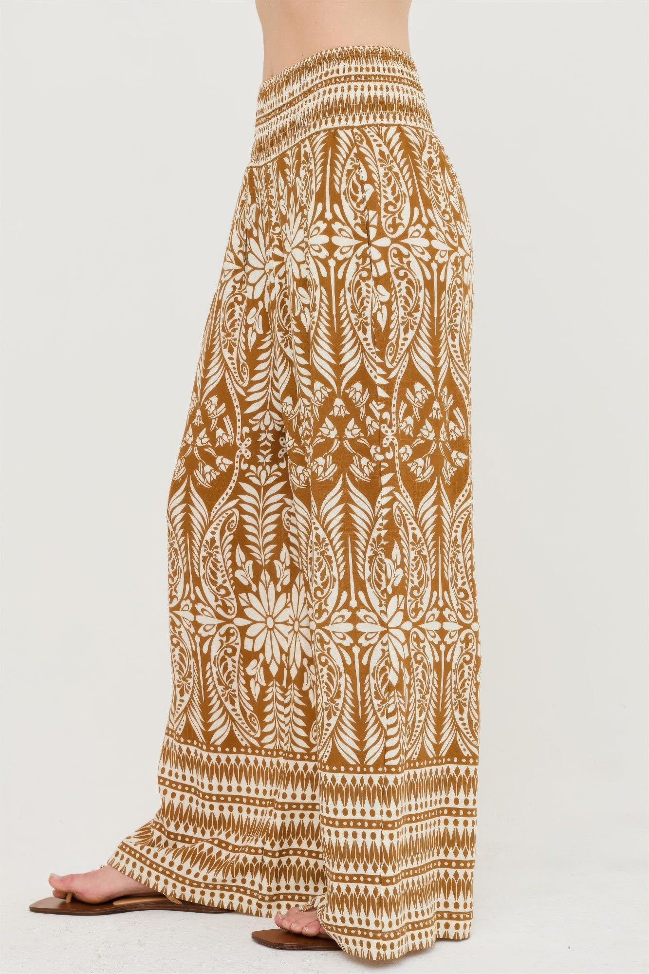 Smocked Waist Floral Pants by Royal Closet