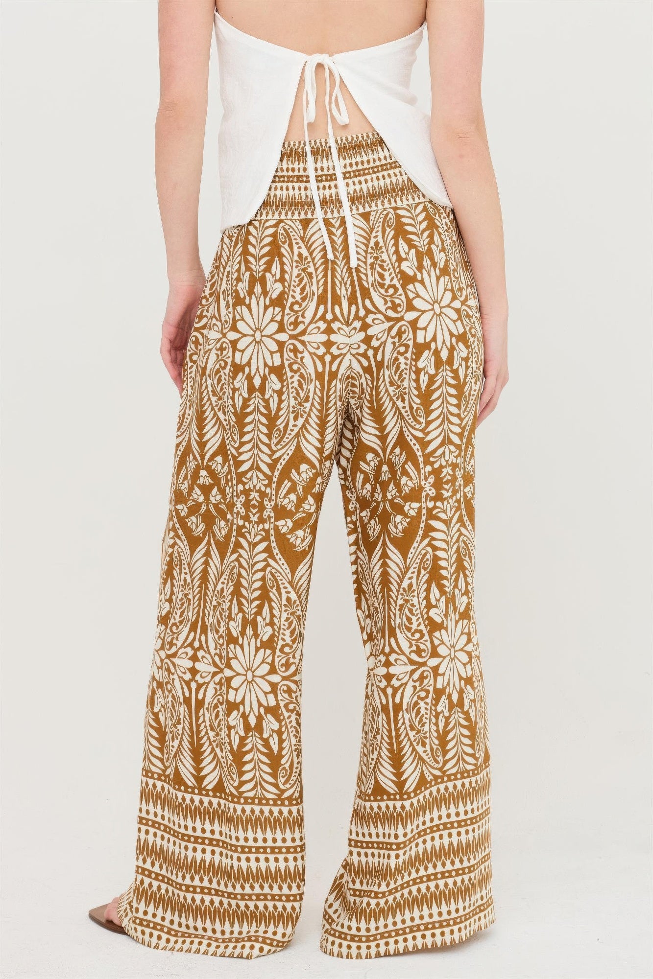 Smocked Waist Floral Pants by Royal Closet