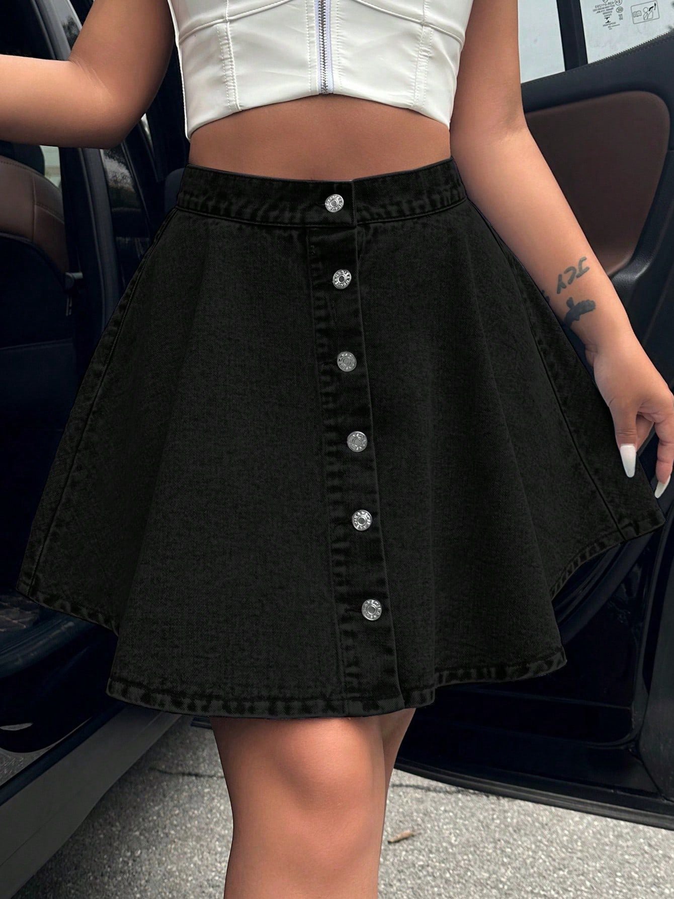 High waisted loose denim skirt by eprolo