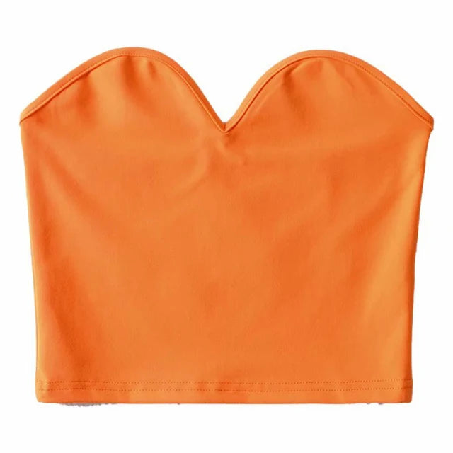 Summer Sexy Strapless Tops Women Off Shoulder Elastic Solid Color Top Cropped Tops by eprolo