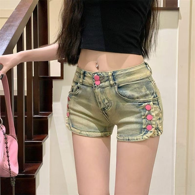 Stretchy Slimming Low-rise Retro American-style Denim Hot Shorts That Flatter by Royal Closet