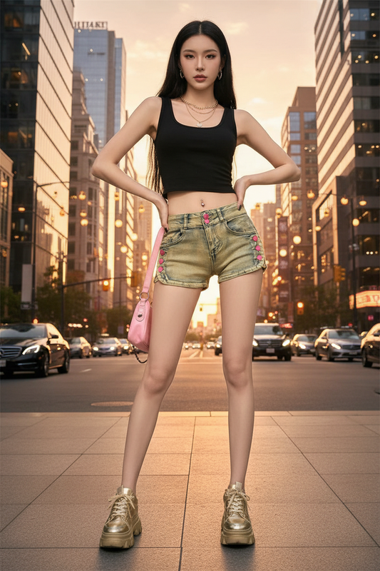 Low-rise Retro American-style Denim Shorts by Royal Closet