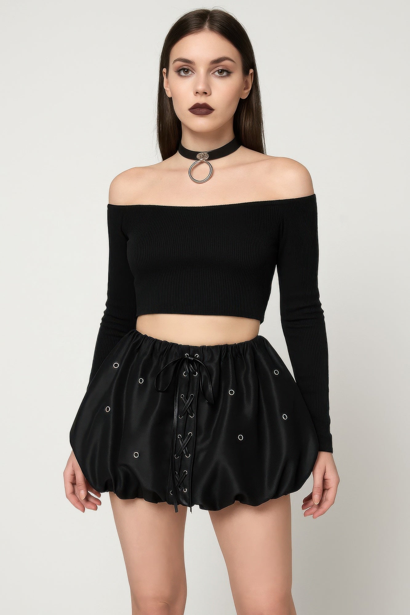 Bubble Lace Up Mini Skirt by Royal Closet