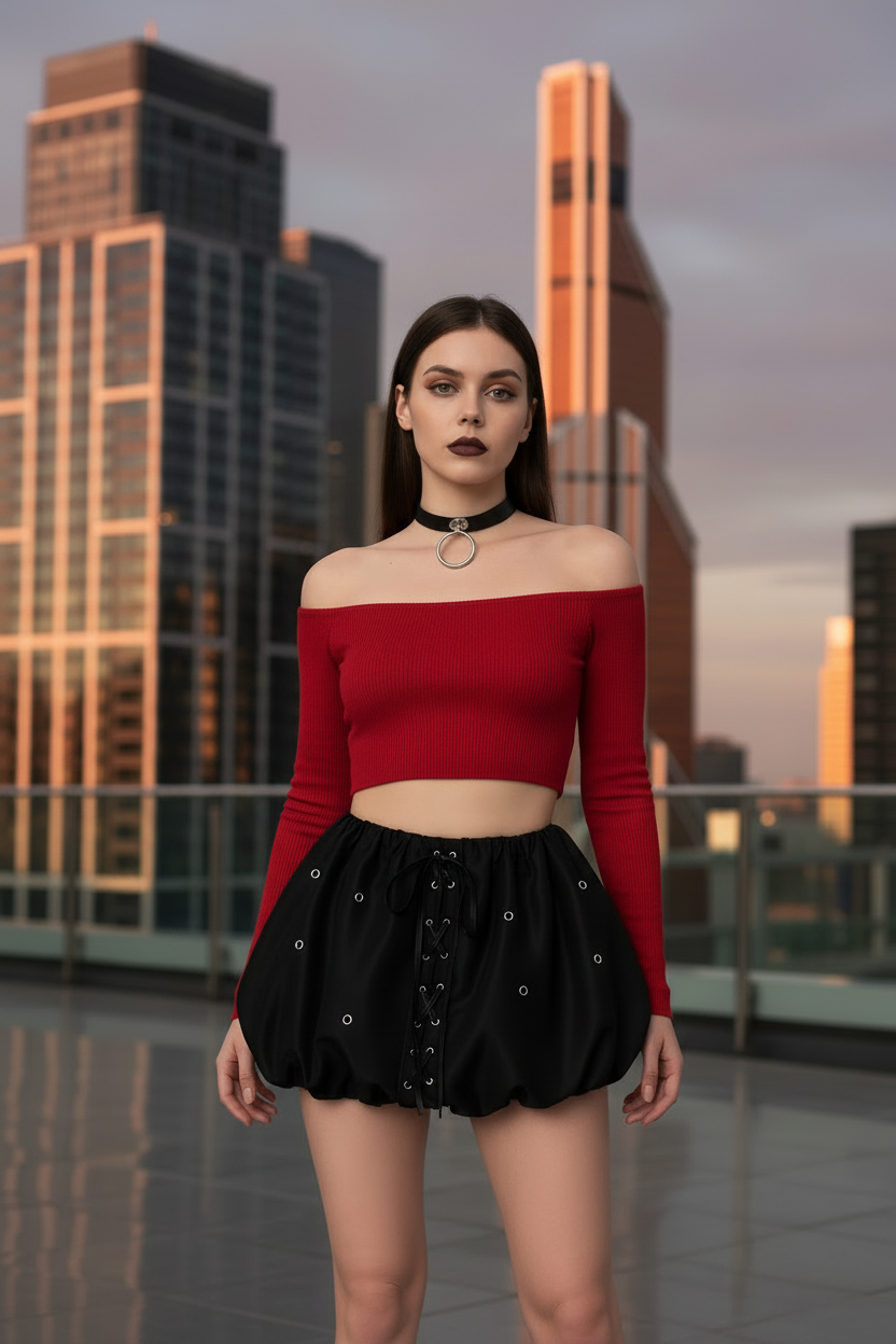 Bubble Lace Up Mini Skirt by Royal Closet