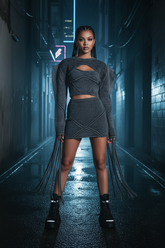 Womens Denim Two Piece Top Set by eprolo