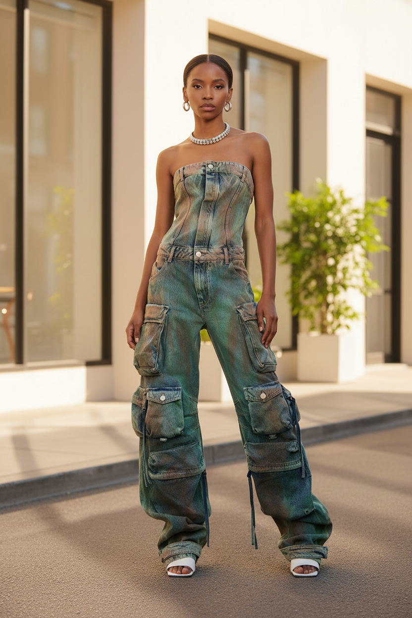 Patchwork Wide Leg Jumpsuit by eprolo