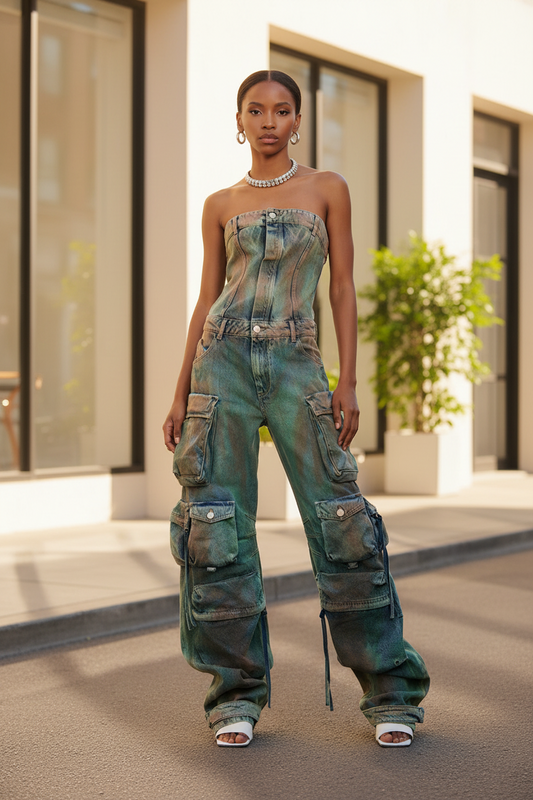 Patchwork Wide Leg Jumpsuit by eprolo