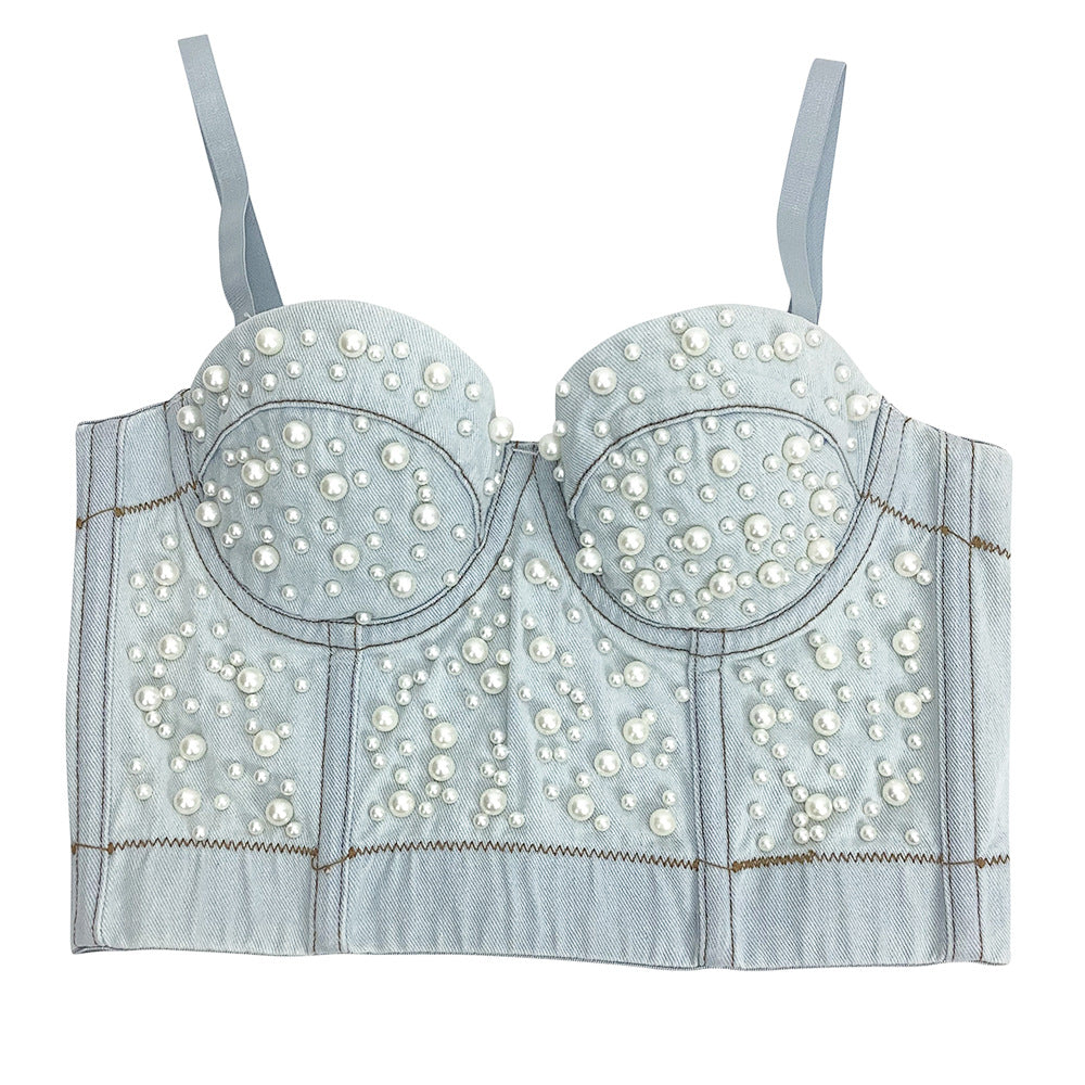 Womens Denim Bustier Vest by Royal Closet