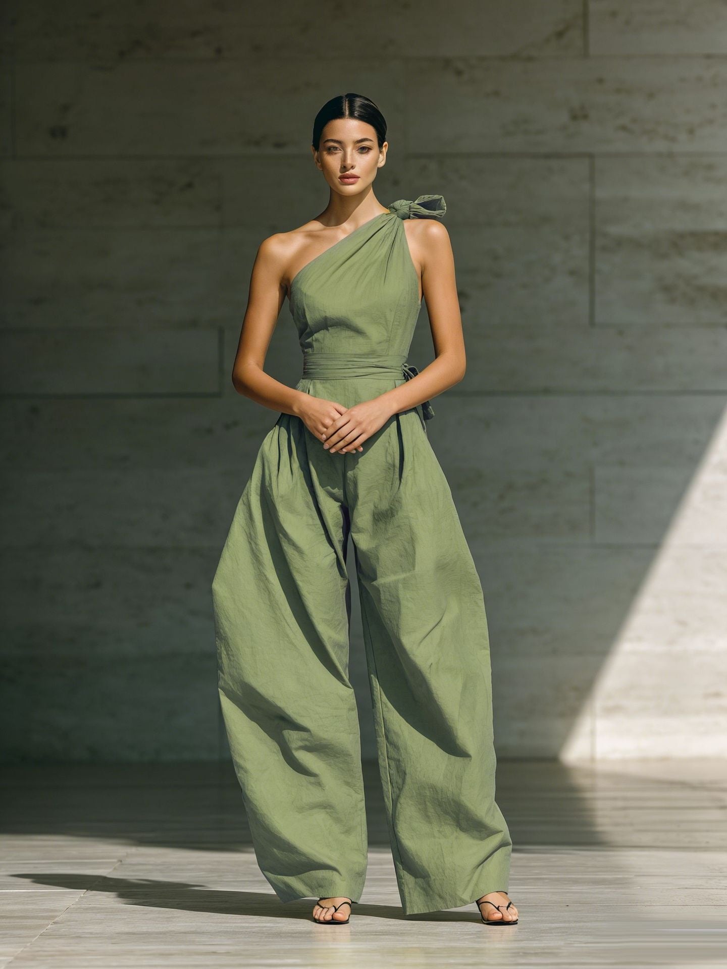 Womens Off-Shoulder Belted Jumpsuit by Royal Closet