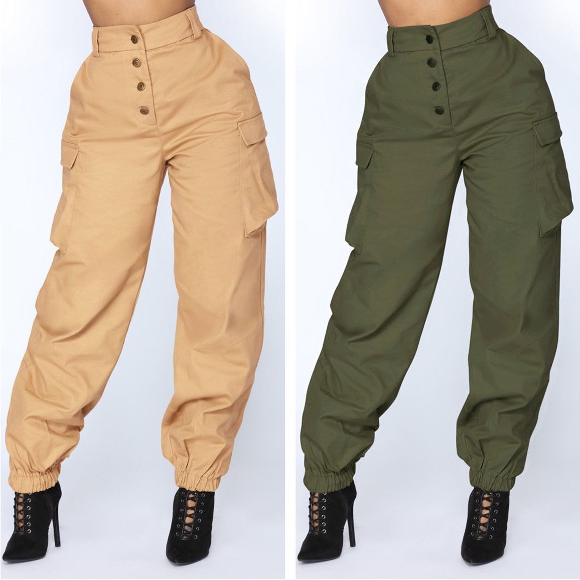 Trendy High-waisted Drawstring Casual Pants by Royal Closet