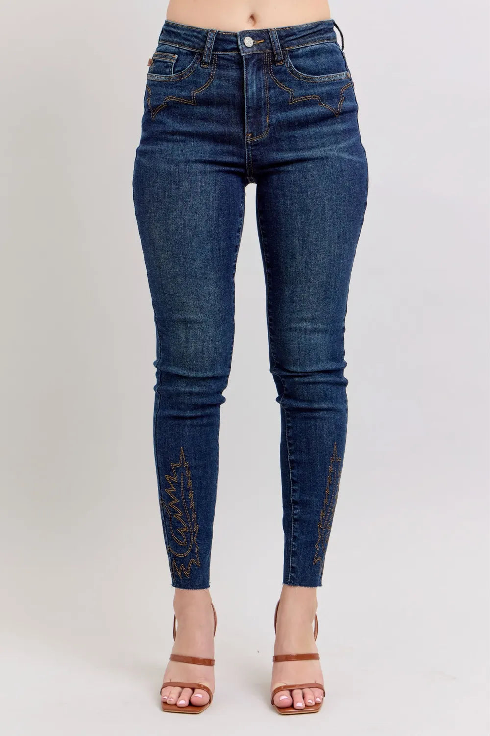Judy Blue Full Size Embroidered High Rise Skinny Jeans Plus Size by Trendsi