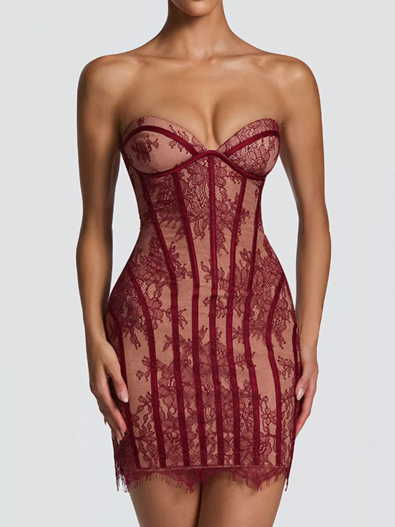 Lace Detail Tube Mini Dress by Trendsi