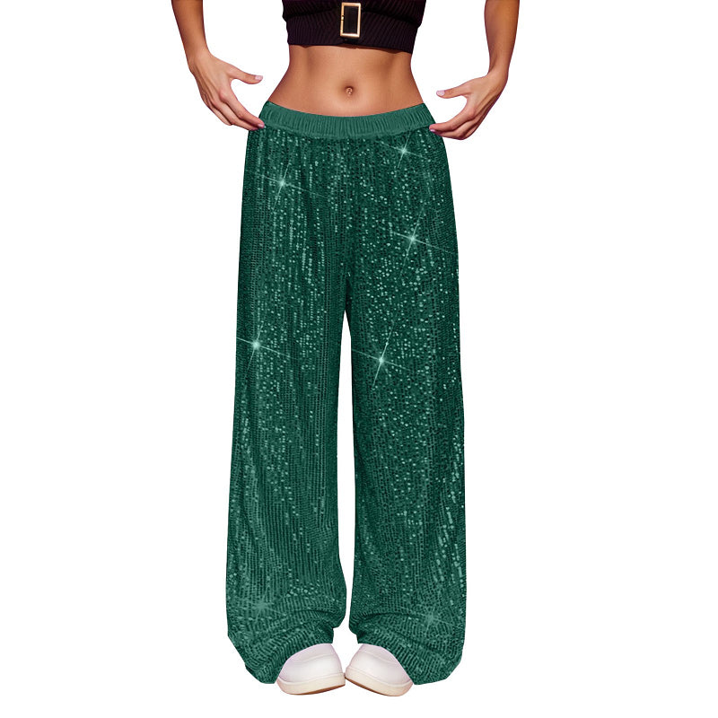 Fashionable Sequined High-waist Wide-leg Trousers Spring by Royal Closet